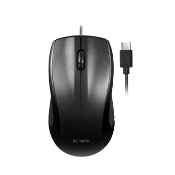 Wired optical USB-C mouse, 3 buttons w/ a scroll, 1200 DPI, black