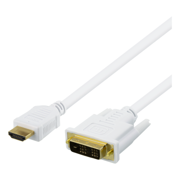 HDMI - DVI-kaapeli, 5m, Full HD, valkoinen