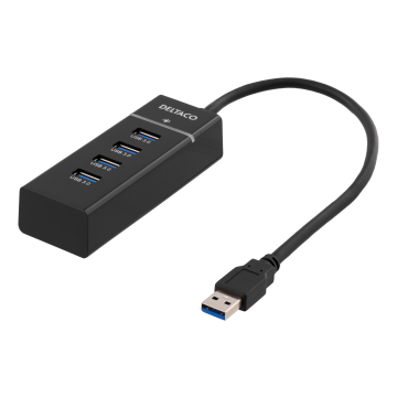 USB 3.1 Gen 1 -hubi, 4 porttia, muovia, musta