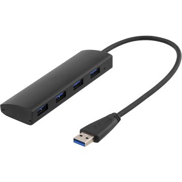USB 3.1 Gen 1 -hubi, 4x Type A naaras, alumiinia, musta