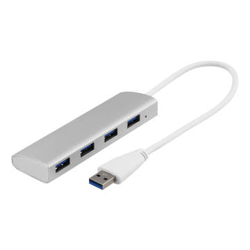 USB-A-keskitin 4 x portilla, harmaa