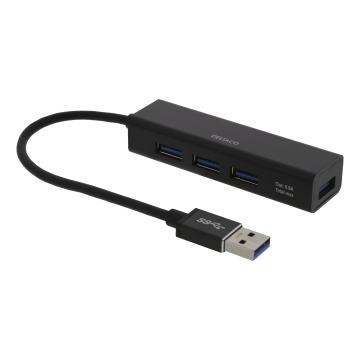 USB-pienoishubi, 4 USB-A-porttia, USB 3.1 Gen 1, musta