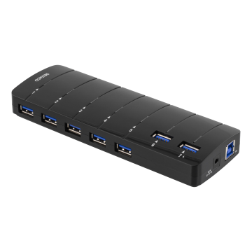 USB-A-keskitin, 7 x USB-A-portti, musta