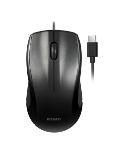 Wired optical USB-C mouse, 3 buttons w/ a scroll, 1200 DPI, black